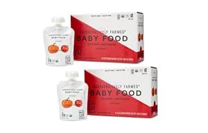 White Leaf Provisions Biodynamic & Organic Baby Food/Snacks — Pumpkin & Nectarine Unsweetened Baby Puree Pouches — Squeezable Baby Food & Toddler Snack – 12 x 90g Organic Fruit Pouches