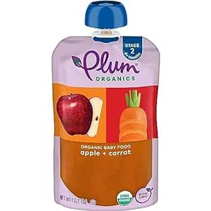 Plum Organics Stage 2, Organic Baby Food, Apple and Carrot, 4 Ounce, New Look, Packaging May Vary