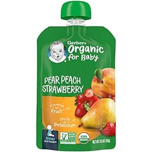 Gerber Organic Peach Strawberry Baby Food, 3.5 Oz Pouch