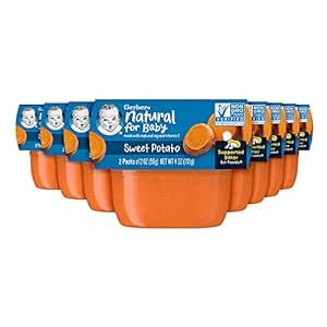 Gerber 1st Foods Baby Food, Sweet Potato Puree, Natural & Non-GMO, 2 Ounce Tubs, 2-Pack (Pack of 8)