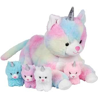 PixieCrush | Unicorn Stuffed Animals - Plushies - Cute Squishy Pillow Toy - Stuffed Mommy Unicorn Kitty Cat with 4 Baby Unicorns - Gift Present Animal Pillows for Kids, Girls and Boys