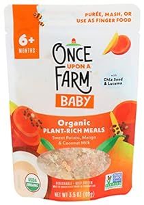 Once Upon a Farm, Frozen, Organic Baby Food Sweet Potato, Mango & Coconut Milk with Lucuma & Chia Seed Plant-Rich Meal, 3.5 Ounce