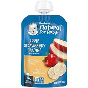 Gerber Baby Food Apple Strawberry Banana Baby Food, 3.5 Oz Pouch