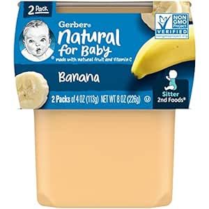 Gerber Baby Food Banana Puree, 4 Oz, 2 Pack Tubs