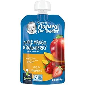 Gerber Baby Food Apple Mango Strawberry, 3.5 Oz Pouch