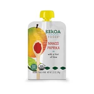 Kekoa Foods 100% Organic Vegetarian Baby Food Puree - Gluten-Free, Vegan, 3.5 oz Squeeze Pouch (Mango Paprika, 6 pack)