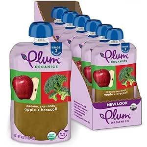 Plum Organics | Stage 2 | Organic Baby Food Meals [6+ Months] | Apple, & Broccoli | 4 Ounce (Pack of 6)