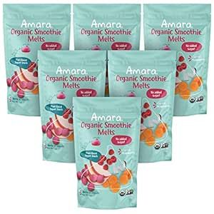 Amara Smoothie Melts - Carrot Raspberry - Baby Snacks Made With Fruits and Vegetables - Healthy Toddler Snacks For Your Kids Lunch Box - Organic Plant Based Yogurt Melts - 6 Resealable Bags
