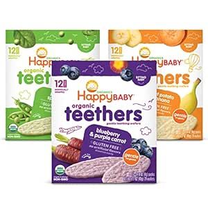 Happy Baby Organics Teether, 3 Flavor Variety Pack, 12 Count (Pack of 3)