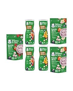 Gerber Snacks for Baby Variety Pack, Organic Yogurt Melts & Organic Puffs (Set of 7)