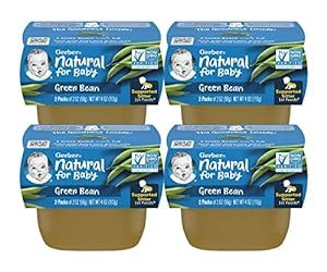 Gerber Natural for Baby 1st Foods Baby Food Tubs,Non-GMO Pureed Baby Food for Supported Sitters, Made with Natural Vegetables (Green Bean)