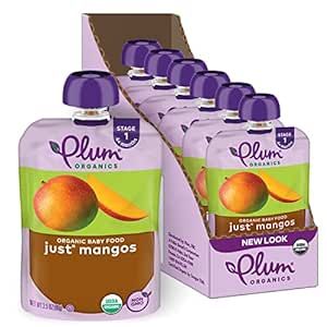 Plum Organics | Stage 1 | Organic Baby Food Meals [4+ Months] | Mango Puree | 3.5 Ounce Pouch (Pack Of 6) Packaging May Vary