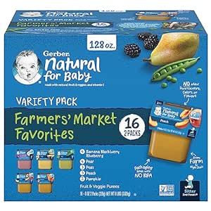 Gerber Baby Food, 2nd Foods, Farmers' Market Favorites, Fruit & Veggies Purees, Variety Pack (16 2-Packs)