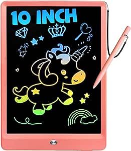 Derabika LCD-Writing-Tablet-for-Kids,10 Inch Toddler Toys Doodle Board Drawing Pad Gifts,Drawing-Board-Educational-and-Learning-Toy Birthday-Gift, Drawing Tablet for Girls Boys 3 4 5 6 Years Old(Pink)