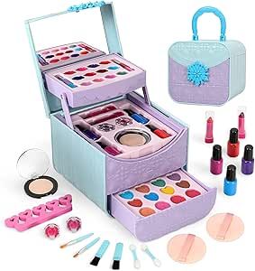 Merabufa Kids Makeup kit for Girls 4 5 6 7 8-12years Old ,45 pcs Kids Real Makeup Set Washable Makeup Toys Birthday Hallowen for Girl Safe & Non-Toxic Toddler Girl Toys