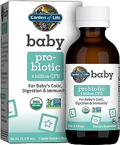 Garden of Life Baby Probiotic Drops for Immune & Digestive Health, Probiotics for Babies, Infants & Toddlers 6-12 Months - 4 Billion CFU - Baby's Organic Daily Colic Support, 56 mL Liquid (1.9 fl oz)