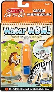 Melissa & Doug On the Go Water Wow! Reusable Water-Reveal Activity Pad - Safari - Water Reveal Pads, Water Wow Books, Stocking Stuffers, Arts And Crafts Toys For Kids Ages 3+