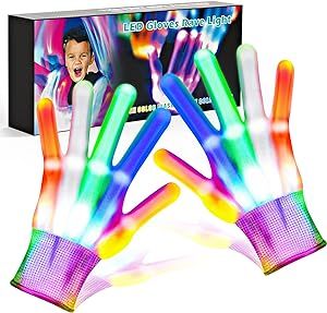Cool Toys LED Gloves with 6 Flashing Mode, Stocking Stuffers for Halloween Christmas Birthday Parties, Fun Toys Gift for 3 4 5 6 7 8 9 10 11 12 Year Old Girls Boys(1 Pair)