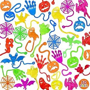 50Pack Sticky Hands Halloween Party Favors for kids, Stretchy Novelty Squishy Halloween Toys Bulk for Classroom Prizes Halloween Goodie Bags Stuffer/Halloween Gifts/Halloween Trick or Treat