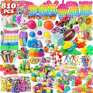 810 PCS Party Favors for Kids, Treasure Box for School Classroom Prize Birthday Gift, Bulk Fidget Sensory Toys, Ideal Gift for Carnival Prizes Stocking Stuffers Pinata Filler,Goodie Bag Stuffers