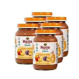 Holle Organic Baby Food Jars (Apple & Plum) - Six Jars