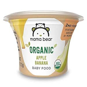 Amazon Brand - Mama Bear Organic Baby Food, Apple Banana, 3.98 Ounce Tub, Pack of 12