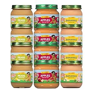 Earth's Best Organic Baby Food Jars, Stage 1 Fruit Puree for Babies 4 Months and Older, Variety Pack, 4 oz Resealable Glass Jar (Pack of 12)