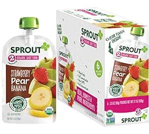 Sprout Organic Stage 2 Baby Food Pouches, Strawberry Pear Banana, 3.5 Ounce (Pack of 6)
