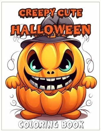 creepy cute halloween coloring book: 50 Spooky Images with Different Designs and Drawing Styles for Adults, Teens and Kids ( Separately printed sheets to prevent bleed-through )