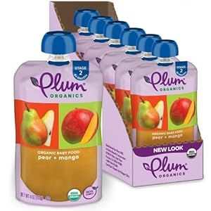 Plum Organics | Stage 2 | Organic Baby Food Meals [6+ Months] | Pear & Mango | 4 Ounce Pouch (Pack Of 6)