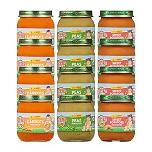 Earth's Best Organic Baby Food Jars, Stage 1 Vegetable Puree for Babies 4 Months and Older, Organic Veggie Variety Pack, 4 oz Resealable Glass Jar (Pack of 12)