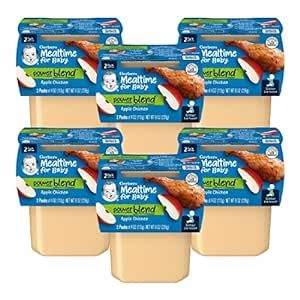 Gerber Mealtime for Baby 2nd Foods Powerblend Baby Food Tubs, Apple Chicken, Unsweetened with No Added Colors or Flavors, 2-4 oz Tubs/Pack (Pack of 6)