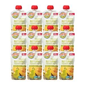 Earth's Best Organic Baby Food Pouches, Stage 2 Fruit and Vegetable Puree for Babies 6 Months and Older, Organic Butternut Squash and Pear Puree, 4 oz Resealable Pouch (Pack of 12)