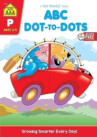 School Zone - ABC Dot-to-Dots Workbook - 32 Pages, Ages 3 to 5, Preschool, Kindergarten, Connect the Dots, Alphabet, Letter Puzzles, and More (School Zone Get Ready!™ Activity Book Series)
