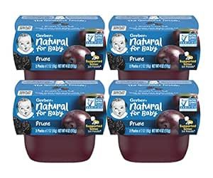 Gerber Natural for Baby 1st Foods Baby Food Tubs,Non-GMO Pureed Baby Food for Supported Sitters, Made with Natural Vegetables (Prune)