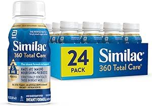 Similac 360 Total Care Infant Formula, with 5 HMO Prebiotics, Our Closest Formula to Breast Milk, Non-GMO, Baby Formula, Ready-to-Feed, 8 Fl Oz (Pack of 24)