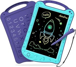 HOMESTEC Astrodraw Drawing Pad Toys, Colorful LCD Writing Tablet for Kids, Doodle Board for Toddlers 3 4 5 6 Years Old, Travel Sensory Space Toy for Boys Girls, Birthday Gift Idea,1pc(Aqua/Purple)