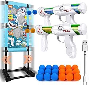 Shooting Games Toys for Boys Age of 4 5 6 7 8 9 10 10+ Years Old Kids Girls Birthday Gift for 6-12 Child Toy Foam Blaster Sets with Moving Target and 18 Foam Balls