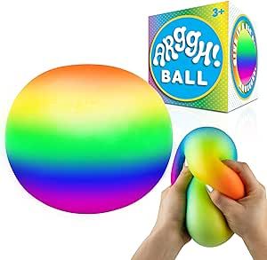 Power Your Fun Arggh Rainbow Giant Stress Balls for Adults - 3.75 Inch Large Stress Balls for Kids Squishy Toys Ball Anxiety Stress Relief Fidget Toy Sensory Ball Squeeze Toy for Boys Girls (Rainbow)