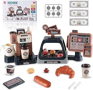 F.U.Fitrota Kids Coffee Maker Playset, Toy Coffee Shop Playset for Boys and Girls, Play Coffee Maker Set for Kids