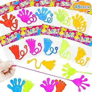 Halloween Party Favors Goodie Bags Stuffer Fillers for Kids, Sticky Hands & Feet Toys(48 PCS) for Halloween Non Candy Treats and Prizes, Birthday Pinata Gifts Classroom Treasure Box for Boys and Girls