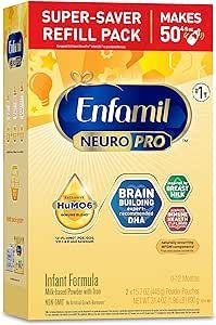 Enfamil NeuroPro Baby Formula, Infant Formula Nutrition, Triple Prebiotic Immune Blend, 2'FL HMO, & Expert-Recommended Omega-3 DHA, Perfect Choice for Baby Milk, Non-GMO, Refill Box, 31.4 Oz