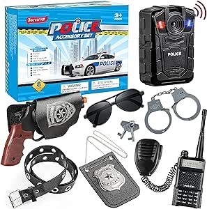 Deluxe All-In-One Police Accessories Role Play Set For Kids, Police Gear Toys include Police Badge, Handcuffs, Belt... 8PCS Cop Accessories for Kids, Halloween Police Officer Costumes for Kids